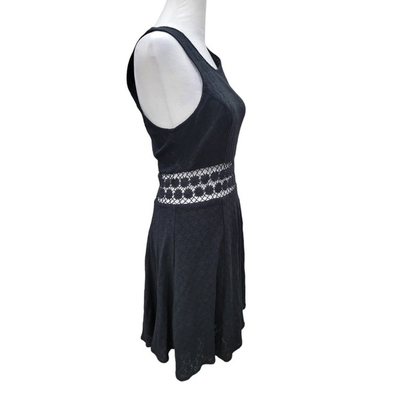 Free People Womens Daisy Lace Embroidered Cutout Mini Skater Dress Size 4 Black - Picture 12 of 15